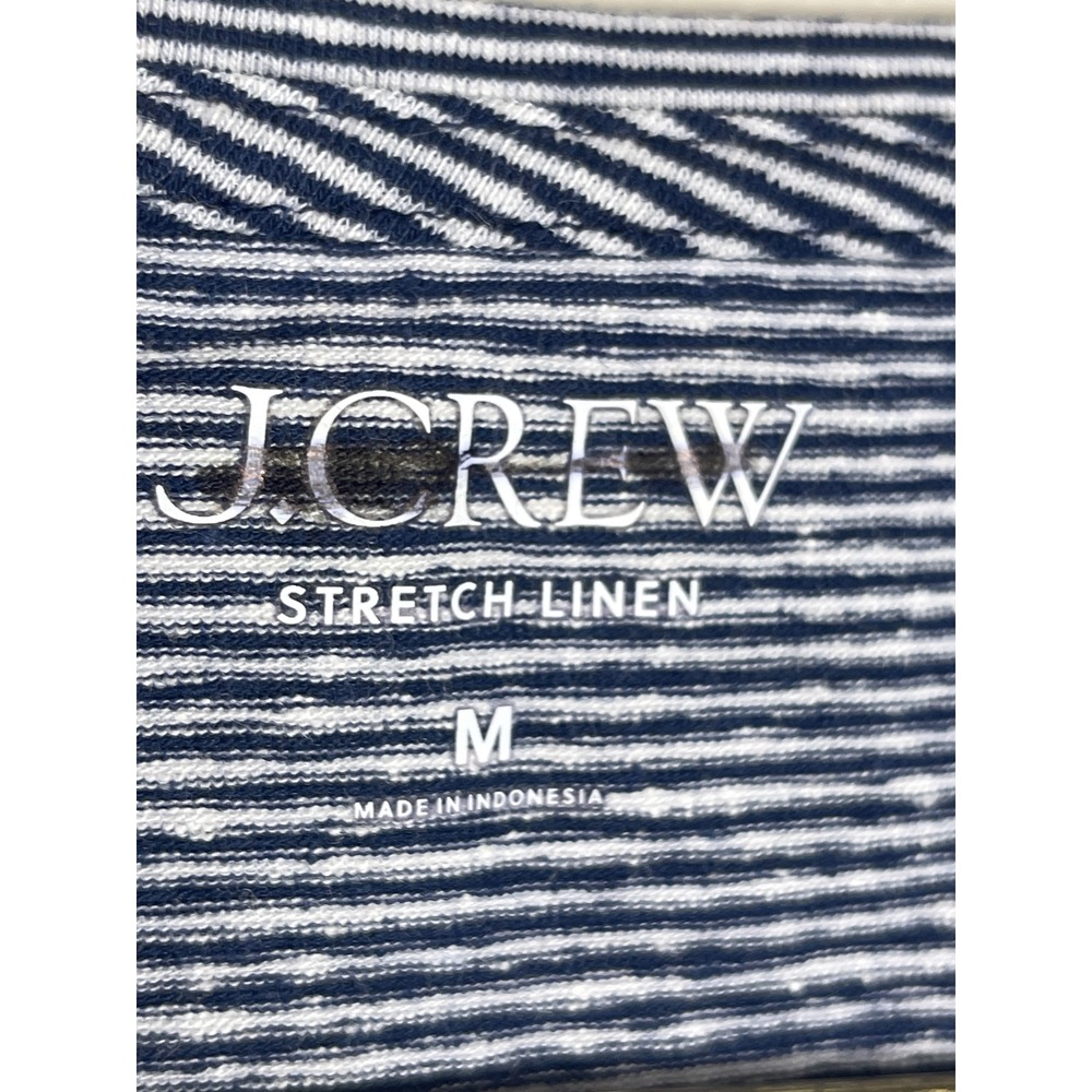 J.Crew Stretch Linen Blend Stripe V-Neck Tee Navy White Women's Medium - Picture 6 of 9
